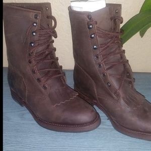 Brown leather boots